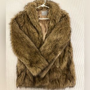 ASOS Short Small Faux Fur Coat Brown